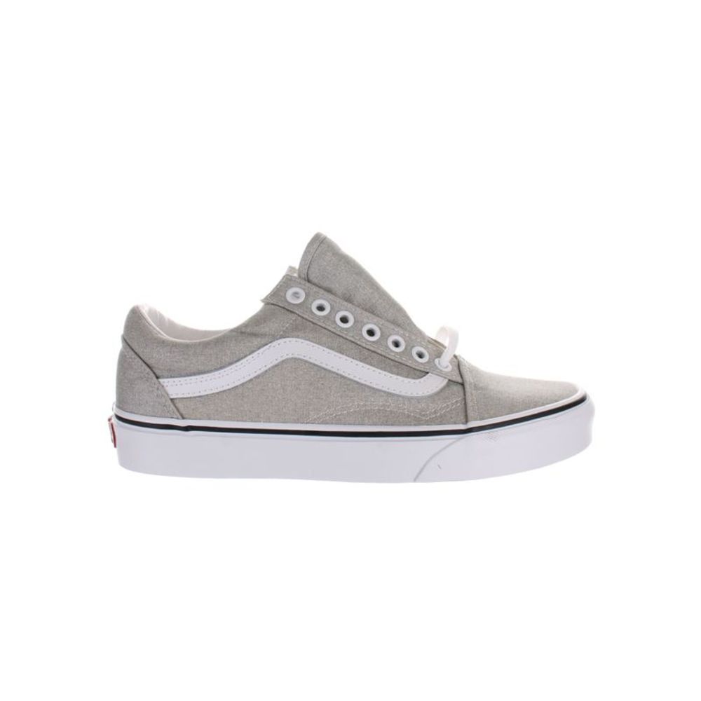Vans Womens Old Skool Silver Skateboarding Shoes Size 8.5 Medium (B, M)